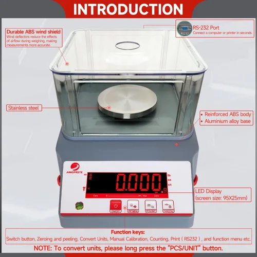 Vista 2 de Balanzas analíticas de laboratorio, escala de laboratorio de precisión de 3.53 oz x 1 mg, escala científica analítica digital RS232, balanza