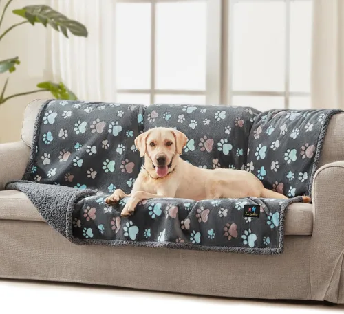 Vista 15 de Luciphia Mantas impermeables para mascotas para sofá o cama, a prueba de orina líquida, lavable, suave, esponjosa, manta reversible para perros