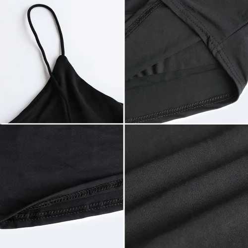 Vista 5 de Amilia - Camiseta básica de tirantes delgados para mujer doble capa