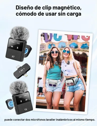 Vista 7 de Mini micrófono inalámbrico Lavalier para iPhone, iPad, teléfono Android, reducción de ruido, clip magnético Plug and Play, micrófono de solapa