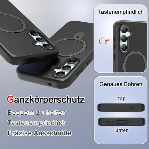Vista 8 de Funda Magnética Diseñada para Samsung Galaxy S23 FE, con Protector de Pantalla + Protector de Lente de Cámara + Soporte, Funda para Galaxy S23 FE 5G