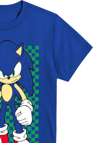 Vista 5 de SEGA Camiseta de Sonic The Hedgehog para niños, Sonic, Tails and Knuckles, The Hedgehog Trio, camiseta