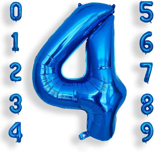 Vista 10 de AULE Globos grandes de 40 pulgadas con números 0 azules, globos grandes de números de aluminio, decoraciones de fiesta de cumpleaños de helio