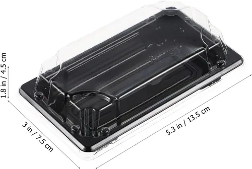 Vista 5 de Cabilock 100 bandejas de sushi con tapas, caja de sushi desechable, contenedor de transporte de pasteles de frutas, cajas para llevar, cajas