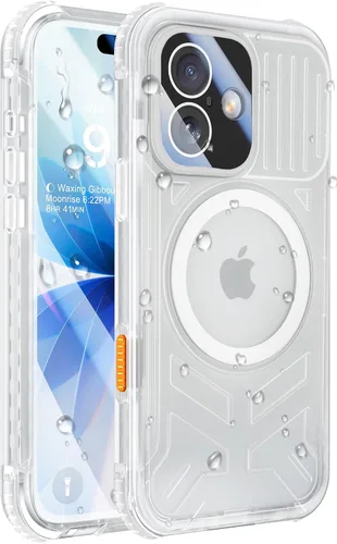 Vista 16 de Funda impermeable para iPhone 15 con Magsafe, protector de pantalla, cordón, IP68 militar de cuerpo completo a prueba de golpes, para deportes Negro