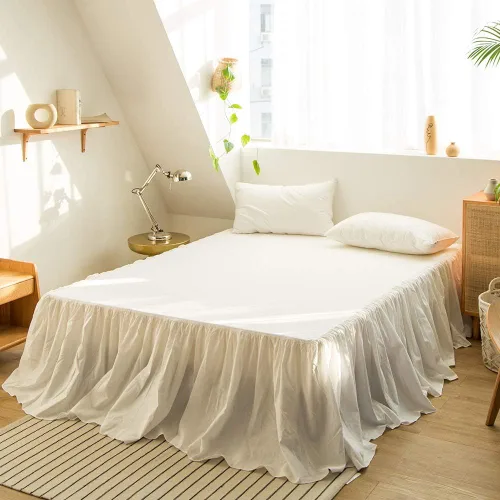 Vista 20 de Simple&Opulence Falda de cama de lino francés con volantes antipolvo clásicos de 14 pulgadas de caída, mezcla de algodón de lino y lino natural