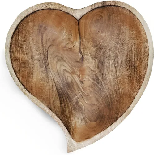 Vista 7 de WitnyStore Cuenco en forma de corazón de 6 pulgadas, funcional y coleccionable, cuenco de madera hecho a mano para servir frutos secos, postres