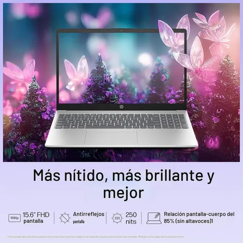 Vista 5 de Laptop HP FHD de 15.6", procesador Intel N100, RAM de 16 GB, SSD NVMe de 256 GB, WiFi 6, Bluetooth 5.3, Windows 11 Home, plata natural
