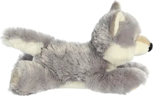 Vista 4 de Aurora® Peluche de lobo Eco Nation™ Eco Softies™ hecho de forma responsable, ideal para aventuras de juego, perfecto para cumpleaños o simplemente