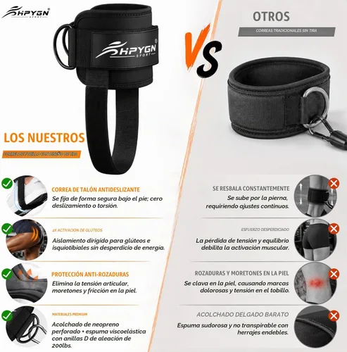 Vista 4 de Brazalete de tobillo para máquina de cable, brazaletes acolchados para patadas de máquina de cable, ejercicios de glúteos, extensiones de piernas