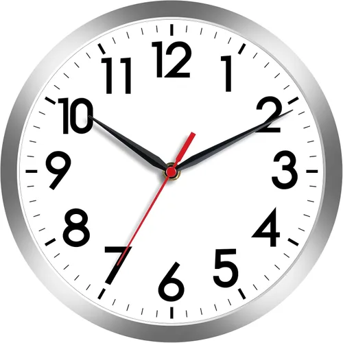 Vista 5 de AKCISOT 8 Inch Wall Clock, Silent Battery Operated Analog Clock, Black