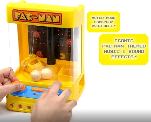 Vista 4 de Pac-Man: Arcade Claw Crane - Serie Core, juego de mesa Lights-Sound, joystick doble, llenar pellets con premios, juguete coleccionable con licencia