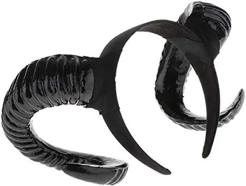 Vista 2 de Diadema gótica de cuerno de oveja punk fotografía de animales del bosque accesorios de fotos para cosplay accesorio para el pelo Kangsanli dorado