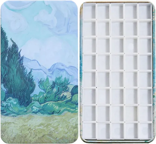 Vista 34 de FCLUB Paleta de latas de acuarela con 20 bandejas vacías completas con rayas magnéticas DIY tu kit de acuarela de viaje