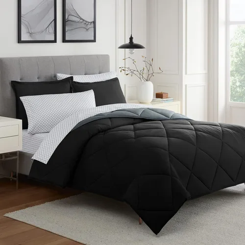 Vista 8 de Eclipse Sleep Solutions Jerry Cooling - Juego de ropa de cama de 5 piezas, tamaño individual/individual XL, color rojo y gris