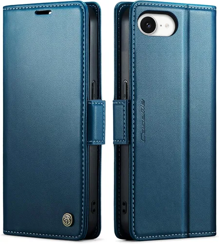 Vista 64 de QLTYPRI Funda tipo cartera para iPhone 7/8/SE 2020/SE 2022 con tarjetero, color azul