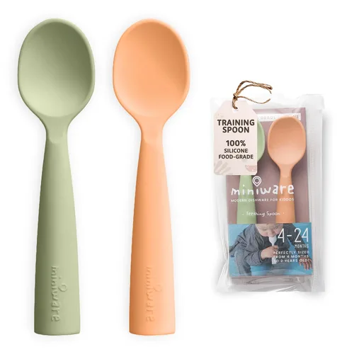 Vista 13 de Miniware Cuchara de silicona para bebé para entrenamiento, utensilios para bebés sin BPA, cucharas para bebés de 6 meses, 100% silicona de grado