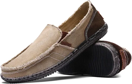 Vista 5 de CASMAG Zapatos de tela para hombre, estilo casual, zapatos de lona antideslizantes para ocio, estilo vintage, zapatos náuticos planos