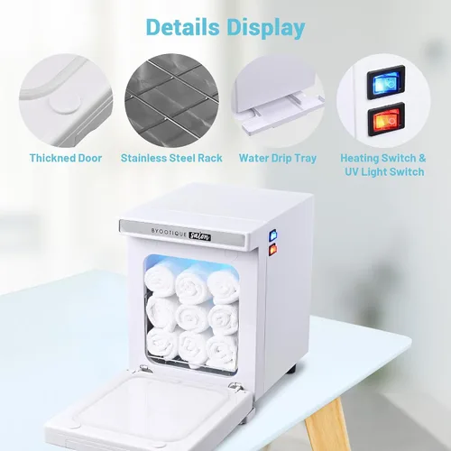 Vista 7 de BYOOTIQUE - Mini calentador de toallas calientes de 5 litros, calentador profesional de secado rápido, portátil, para sala de manicura, facial