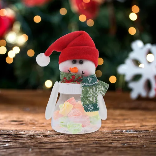 Vista 8 de Abaodam 5 cajas de galletas de Navidad, tarros de dulces de Navidad con tapas, tarros de plástico para dulces de Navidad, caja de almacenamiento