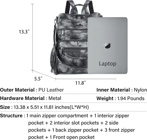 Vista 16 de Bolsos mochila monedero de piel sintética para mujer, bolsas con zíper, mochilas de hombro casuales