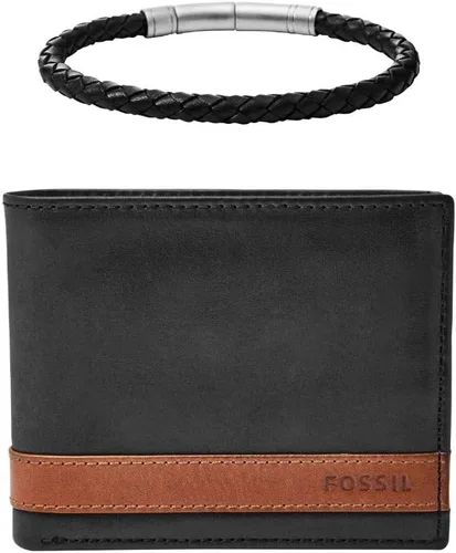 Vista 18 de Fossil - Cartera de cuero plegable para hombre con solapa para identificación, marrón, (Quinn Brown), Talla única