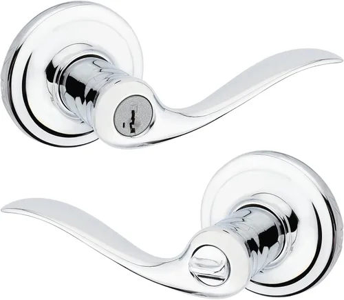 Vista 29 de Kwikset Tustin - Manija de puerta de entrada con cerradura y llave, palanca exterior reversible con cerradura segura, para entrada principal