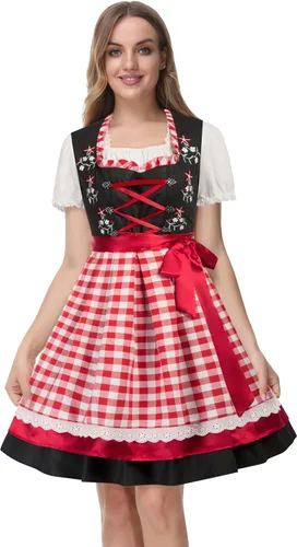 Vista 3 de Scarlet Darkness Oktoberfest Costumes Women 3 PcsSet German Dress Dirndl Dresses