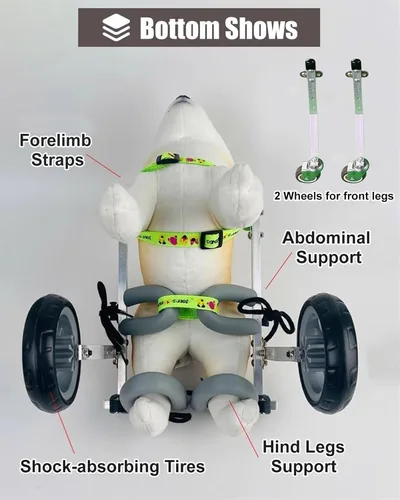 Vista 4 de Adjustable Dog Wheelchair for Back Legs - Mobility Cart for Injured Pets, Supportive Walker for Small Dogs (Size 2X-Small) - Enhance Mobility &