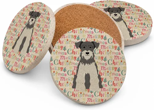 Vista 216 de Abyssinian Sand Terrier Merry Christmas - Posavasos grandes de piedra arenisca (4 unidades)