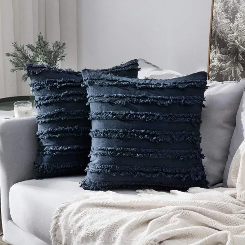 Vista 14 de MIULEE - Juego de 2 fundas de cojín decorativas de lino estilo bohemio, con patrón jacquard a rayas, para sofá, sillón, sala de estar y habitación
