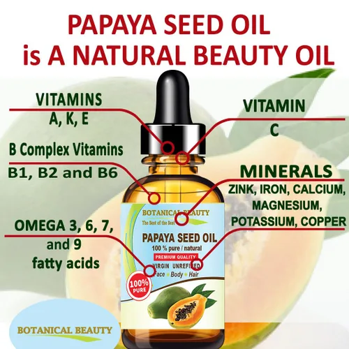 Vista 5 de Botanical Beauty Aceite de semillas de PAPAYA WILD Growth, 100% puro, natural, virgen, sin refinar, sin diluir, prensado en frío, aceite portador