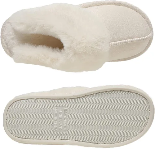 Vista 3 de PLMOKN Pantuflas peludas para hombre para interiores y exteriores, suela de goma antideslizante, espuma viscoelástica, lindas sandalias de almohada