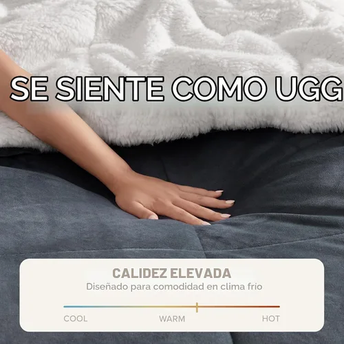 Vista 4 de UGG Blissful - Juego de edredón tamaño King, cálido y reversible, 3 piezas, color azul imperial Fits King & California King Beds, Cozy & Soft