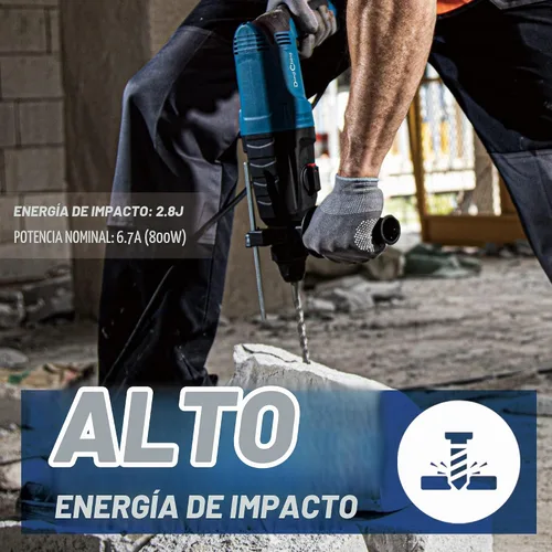Vista 3 de DongCheng Taladro Martillo Rotativo SDS-Plus de 1 Pulgada con Embrague de Seguridad, Martillo de Demolición con Cable de Servicio Pesado de 6.7