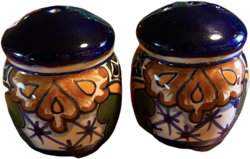 Vista 3 de Talavera - Salero y pimentero combinado (azul y blanco, cerámica)