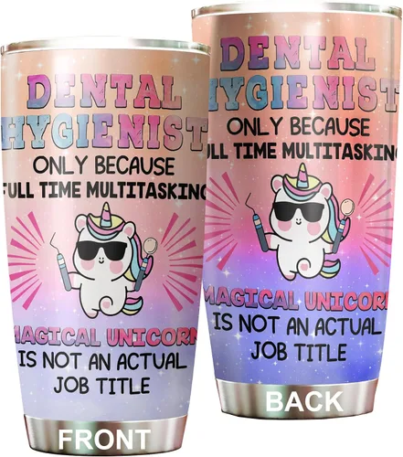Vista 11 de Vaso de higienista dental – Tapa de popote de acero inoxidable de 20 onzas, divertido para mujeres y hombres, regalos de la semana nacional