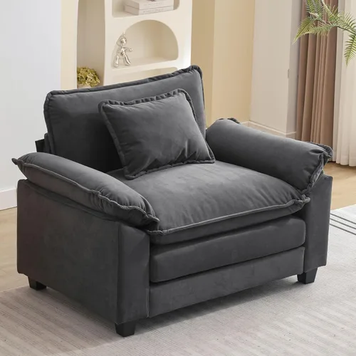 Vista 27 de Sofá Seccional, Sofá Modular Cloud con Otomana, Sofás Cama de Asiento Profundo con Almohadas Decorativas, Cómodo Sofá de Dos Plazas de Chenilla