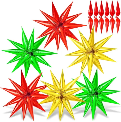 Vista 12 de 72 unidades de globos de estrella, grandes globos de cono de estrella metálicos de 26 pulgadas, globos de papel de aluminio de explosión colorida