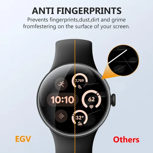 Vista 3 de EGV 6 unidades para Google Pixel Watch 45mm Protector de pantalla, Protector de pantalla para Pixel Watch 4/3 [Película flexible mejorada]
