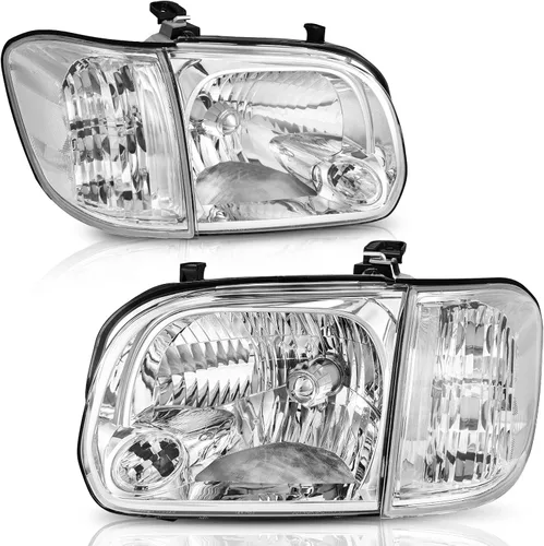 Vista 9 de DWVO Ensamble de faros Compatible con 2007-2013 Tundra / 2008 2009 2010 2011 2012 2013 2014 2015 2016 2017 Sequoia Carcasa de faro cromada Reflector