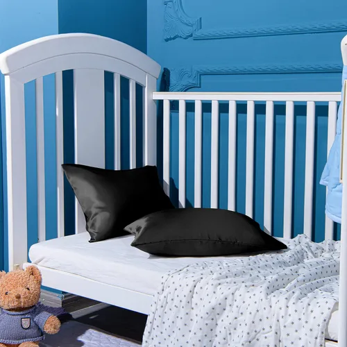Vista 7 de FLXXIE Paquete de 2 fundas de almohada de satén para piel y cabello, 14 x 20 pulgadas, fundas de almohada de viaje suaves y sedosas para niños