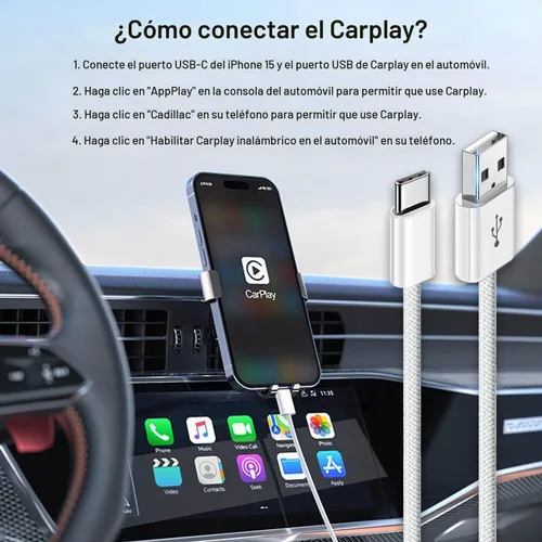 Vista 9 de [Certificado MFi de Apple] Cable Carplay para iPhone 18, cable de carga rápida, paquete de 3 Blanco