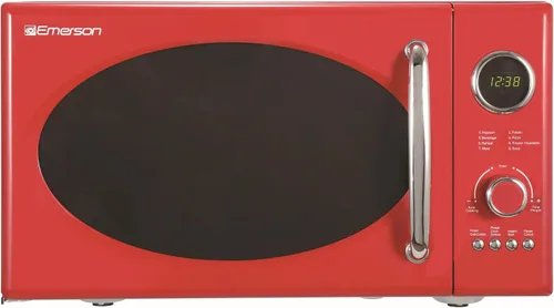 Vista 2 de Emerson MWRG0901RD - Microondas retro de 0.9 pies cúbicos con función de parrilla de 1,000W, potencia de cocción de 800W, pantalla LED, 5 niveles