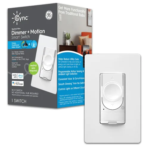 Vista 11 de GE Smart C - Interruptor de luz residencial iluminado sin contacto de 2 amperios, multiubicación, blanco, compatible con Wi-Fi, con pared