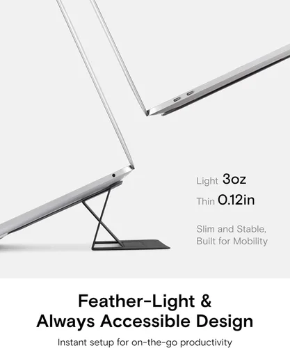Vista 2 de MOFT Soporte para computadora portátil para escritorio, soporte adhesivo para computadora MacBook con 2 ángulos de visión ajustables, elevador Negro