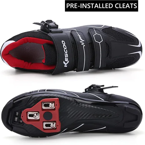 Vista 2 de Zapatos de ciclismo unisex compatibles con pelaton para interiores y exteriores, zapatos de equitación para hombres y mujeres Delta Tacos con clip