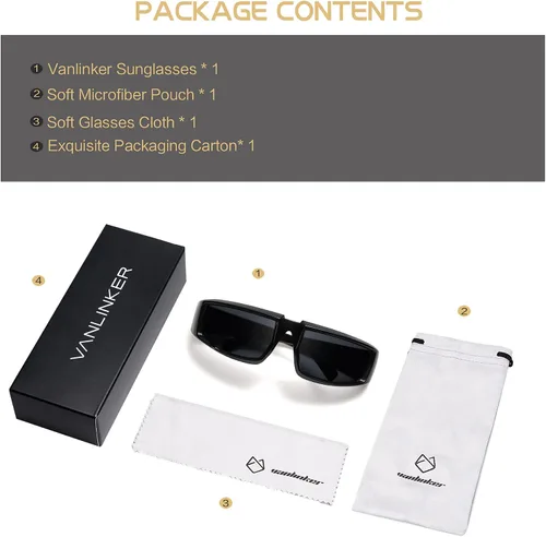 Vista 5 de VANLINKER Gafas de sol gruesas envolventes para mujeres y hombres, gafas futuristas Y2k VL9697