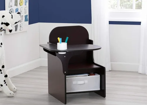 Vista 7 de Delta Children MySize - Escritorio con silla con compartimento de almacenamiento + caja de juguetes MySize Deluxe, chocolate oscuro (paquete)