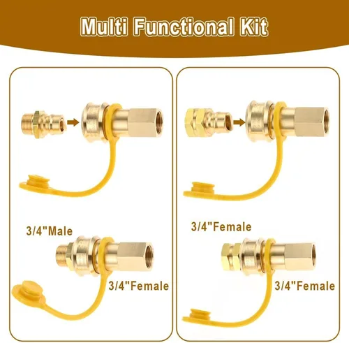 Vista 5 de Accesorios de conexión rápida de propano de 3/4 pulgadas, manguera de propano natural de latón macho hembra de 3/4 pulgadas, accesorios